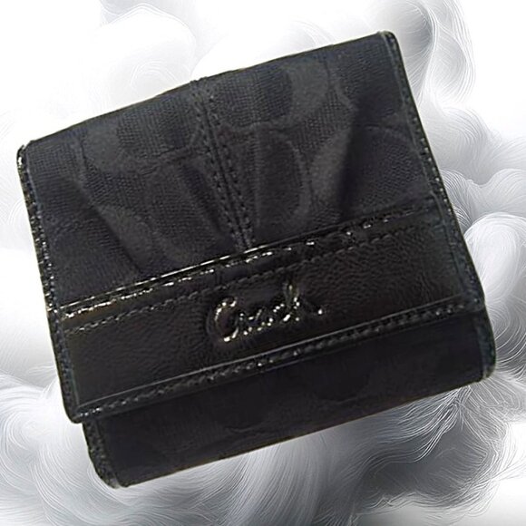 Coach Soho Pleated Signature “C” Black Jacquard Bifold Envelope Wallet - Picture 1 of 6